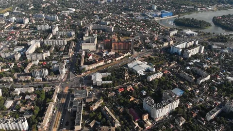 Drone Flying Over a City in Eastern Europe. Ukraine, Vinnytsia Stock-Footage 112651276