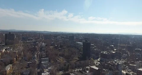 Drone flying over the City of Poughkeepsie Stock Footage