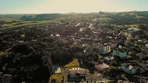 Drone Flying Over City of Treze Tilias Santa Catarina - 3 Stock Footage