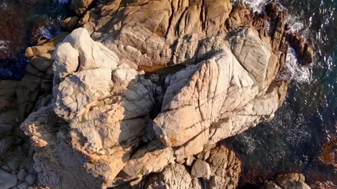 Drone Flying Over Clear Turquoise Sea, Downward View, Costa Brava, Spain Stock Footage 306016095