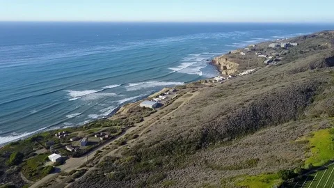 Drone flying over cliffs to ocean Stock Footage 71160745