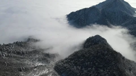 Drone flying over the clouds. 4K drone video. Mountains above the clouds Stock Footage 171968322