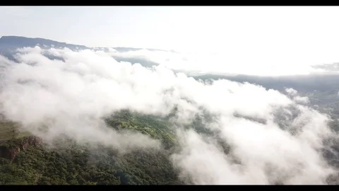 Drone flying Over the Clouds Aerial View Stock Footage 95959859