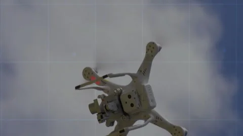 Drone flying over clouds with data graph animation in background Video stock 313447558