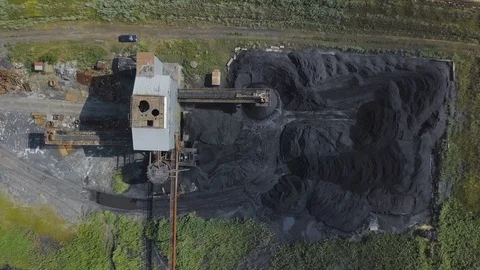 Drone flying over a coal mining Stock Footage 116623233