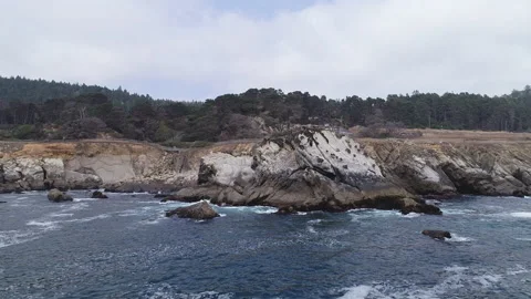 Drone Flying Over Coastline To Forest Northern California Landscape 4K Stock Footage 154178410