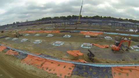 Drone flying over construction site Stock Footage 63934716
