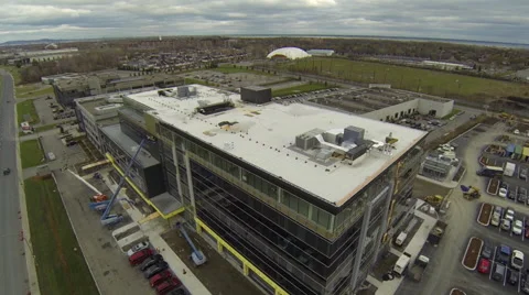 Drone flying over construction site while a truck passing throught Stock Footage 63939734