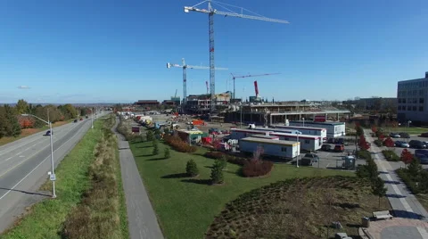 Drone flying over construction site Stock Footage 64141094