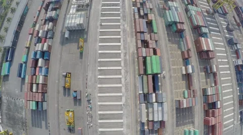 Drone Is Flying Over The Containers Stock Footage 64273288