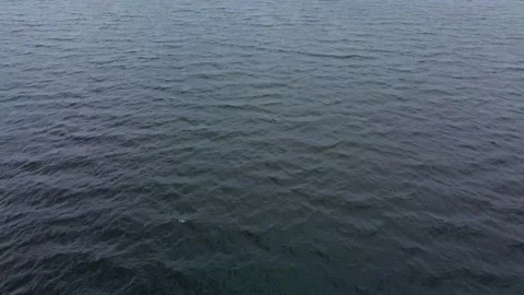 Drone flying over dark blue lake with waves Stock Footage 251266464