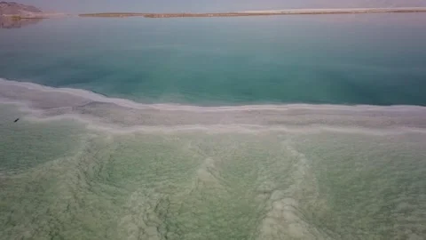 Drone flying over Dead Sea Israel Stock Footage