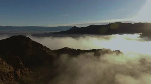 Drone Flying Over The Desert Covered By Thick Fog Big View Coachella Valley Stock Footage 146818377