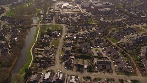 Drone flying over district making a pan movement Stock Footage 75351503