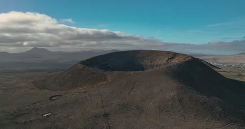 Drone flying over dormant volcano, Fuerteventura Stock Footage 343840871