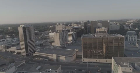 Drone flying over downtown. Video stock 93882337