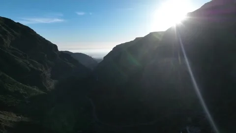 Drone Flying Over Dramatic Mountain at Calm Sunset – Gran Canaria Stock Footage 309949147