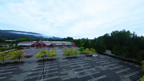 Drone Flying Over Empty Costco Parking Lot in Issaquah, WA (Color Graded) Stock Footage 252635257