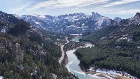 Drone Flying Over Empty Highway Surrounded by Forest Stock Footage 345253350