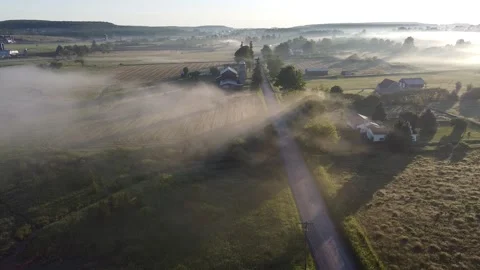 Drone flying over fields in Upstate New York, USA Stock Footage 132880772