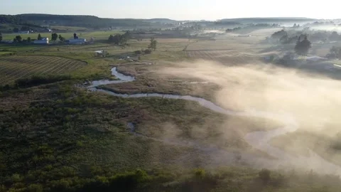 Drone flying over fields in Upstate New York, USA, Stock Footage 132881278