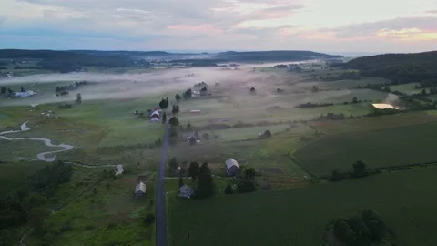 Drone Flying Over Fields In Upstate New York, USA Video stock 170761423
