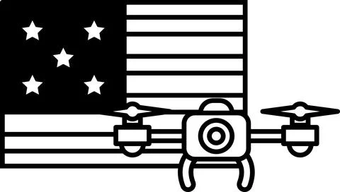 A drone is flying over a flag Ilustração Stock