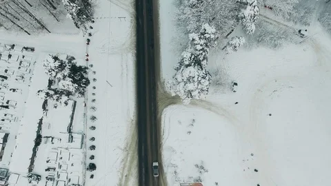 Drone Flying Over the Forest in Winter 스톡 동영상 71896320