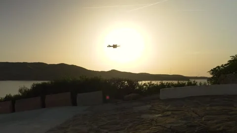 Drone flying over Fornells bay during sunset, Menorca, Balearic Islands Stock Footage 303752753