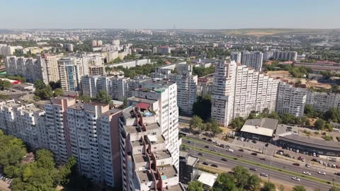 Drone Flying Over Gates of Chisinau Residential Buildings Видео 342393899