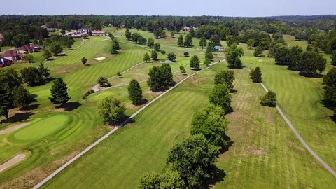 Drone flying over golf course 스톡 동영상 79667337