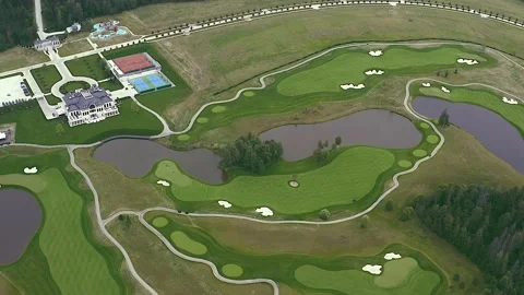 Drone flying over the golf course. Stock Footage 139630709