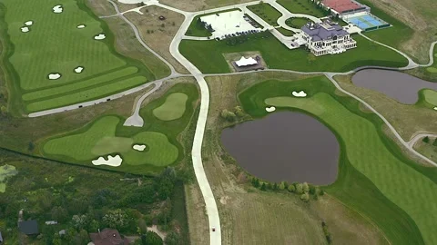 Drone flying over the golf course. Stock Footage 139683397