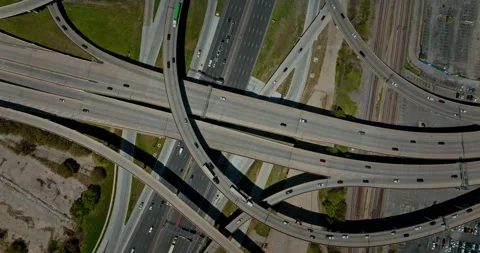 Drone flying over highway intersection, Dallas, Texas, US Stock Footage 181188211