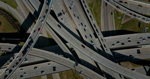 Drone flying over highway intersection, Dallas, Texas, US Stock Footage 181227448