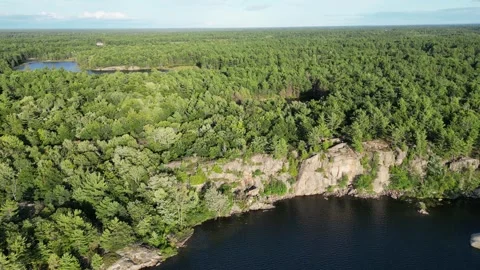 Drone Flying Over the Hiking Area. McCrae Lake, Canada Stock Footage 248244017