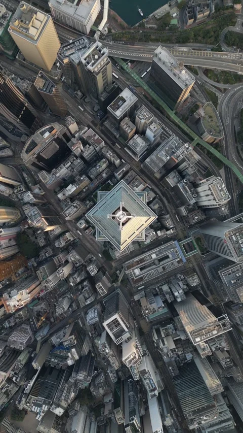 Drone Flying Over Hong Kong Central District Skyscrapers in Hong Kong Video stock 335844448