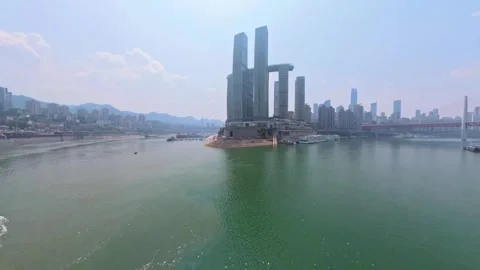 Drone Flying over Jialing River Vídeos de archivo 333580038