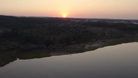 Drone flying over La Cuerda del Pozo Reservoir in Soria 動画素材 342607155
