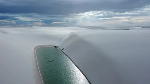 Drone Flying Over Lagoon And Sand Dunes In Maranhao Stock Footage 327625488