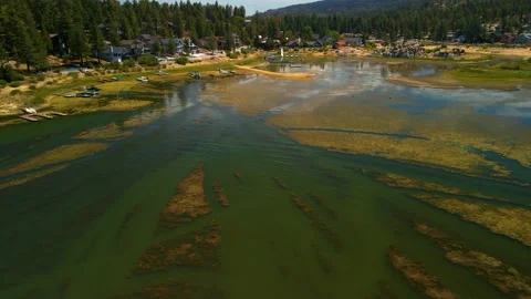 Drone flying over Lake-Big Bear Lake, California. August 2021 Stock Footage 159780862
