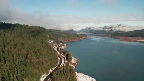 Drone flying over lake 스톡 동영상 134587426