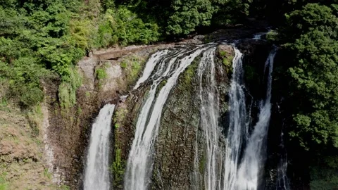 Drone flying over a large waterfall Japan Stock-Footage 165571177