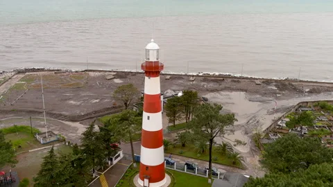 Drone flying over the lighthouse Stock Footage 283803896