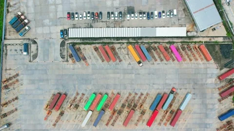 Drone is flying over a logistics park Stock Footage 210787560