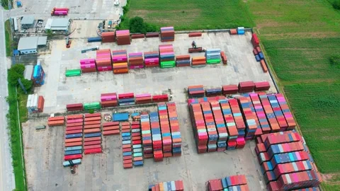 Drone is flying over a logistics park Stock Footage 210787594