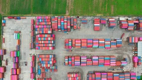 Drone is flying over a logistics park Stock Footage 210788454