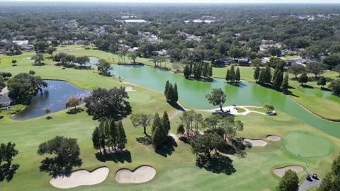 Drone Flying Over Luxury Golf Resort Valrico FL Stock Footage 254907129