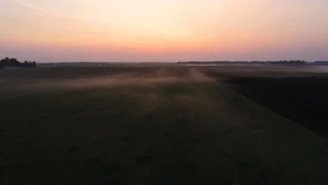 Drone Flying over mist, Lithuania Stock Footage 115317732