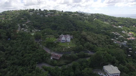 Drone Flying over the mountains in the Caribbean Stock Footage 63453244
